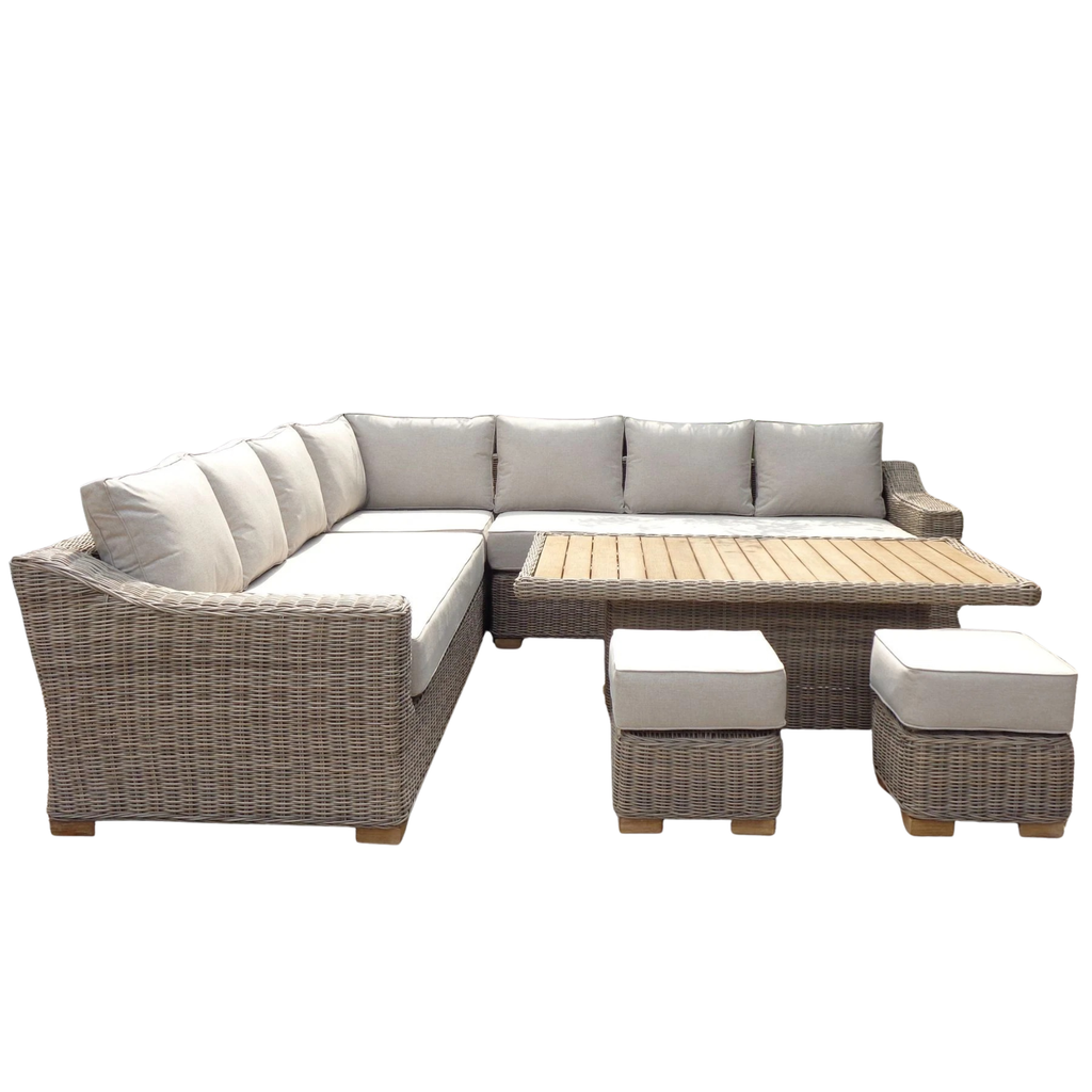 Capri Collection Outdoor Large Corner Set with Riser Table & Stools