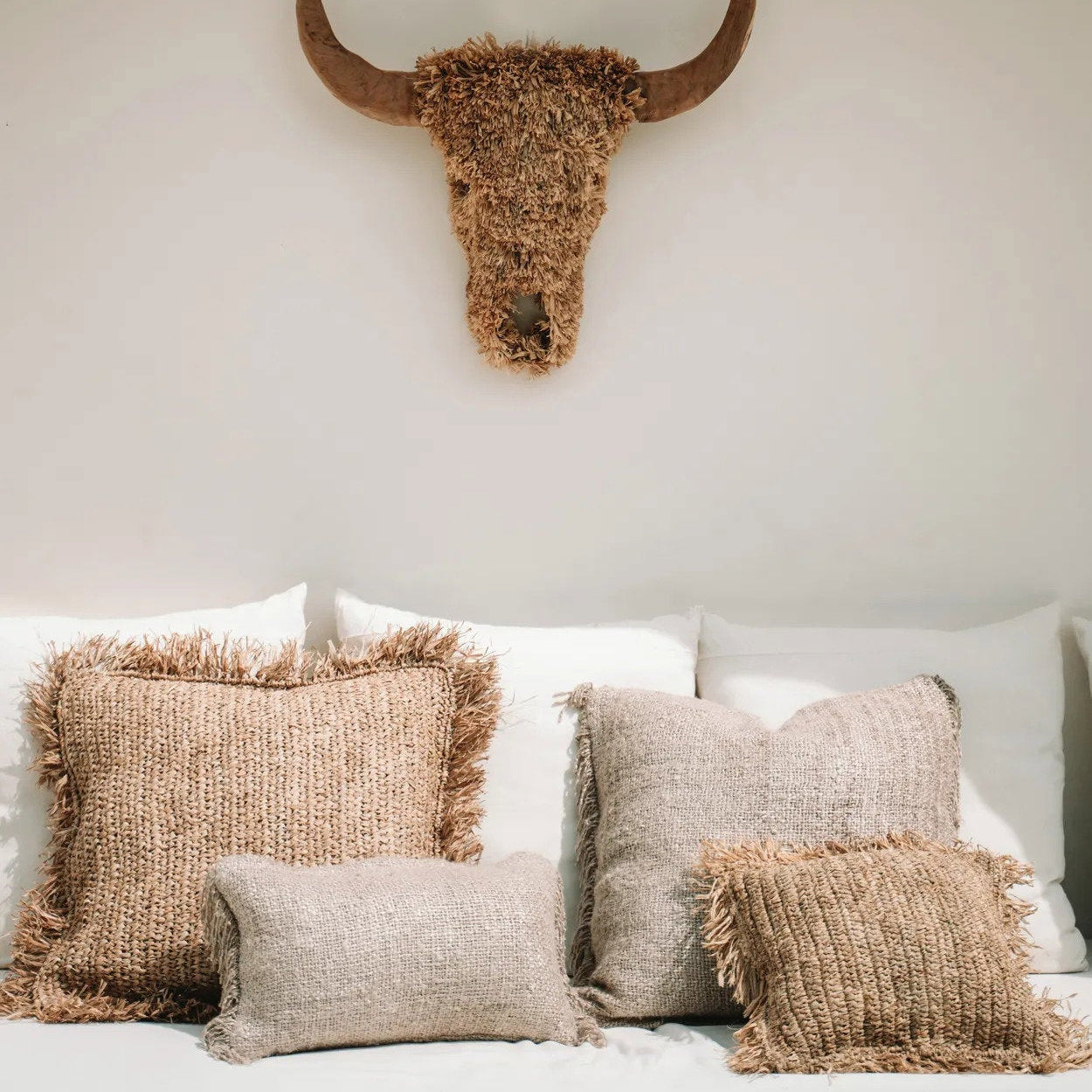 The Raffia Cushion Cover Square - Natural - 60x60