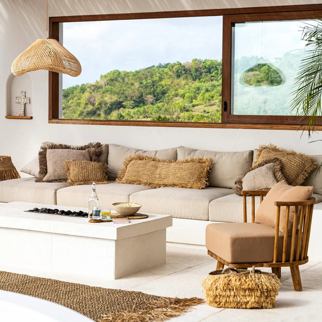 The Raffia Cushion Cover Rectangular - Natural - 35x100