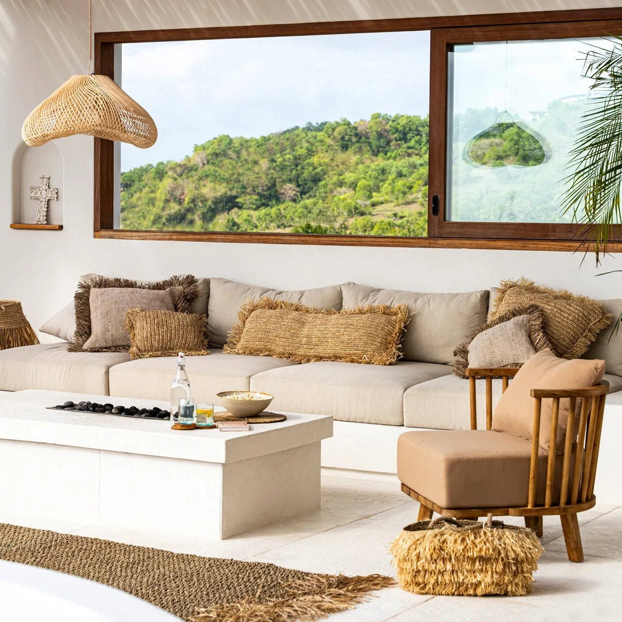 The Raffia Cushion Cover Rectangular - Natural - 35x100