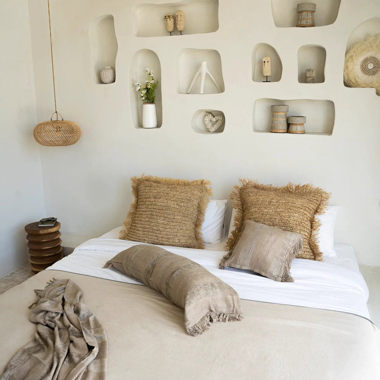The Raffia Cushion Cover Square - Natural - 60x60