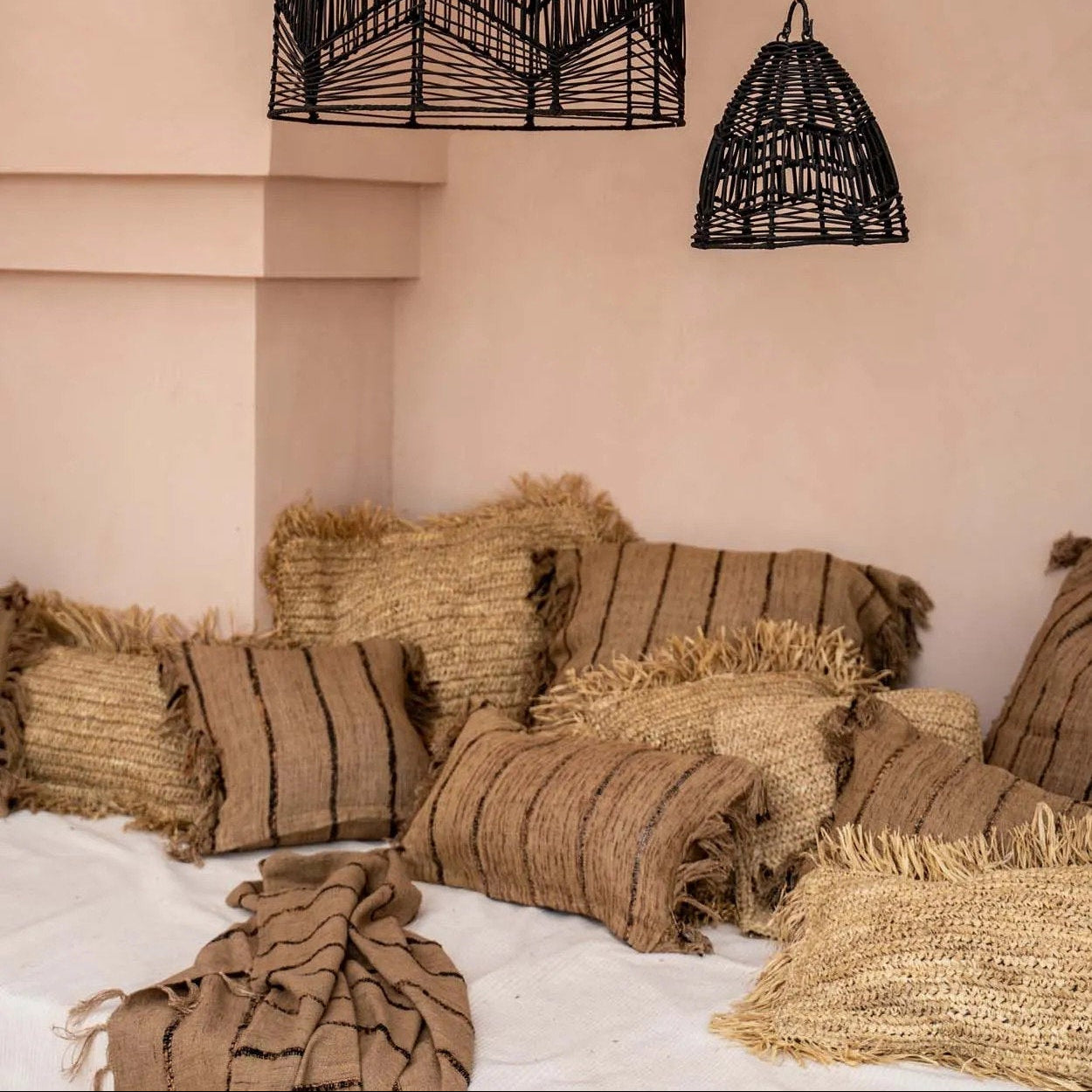 The Raffia Cushion Cover Square - Natural - 60x60