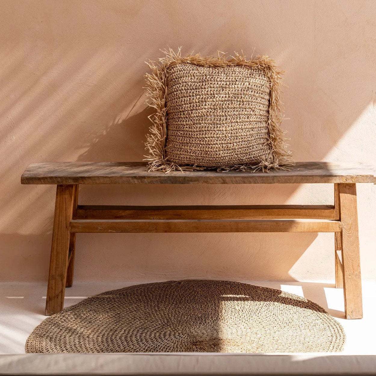 The Raffia Cushion Cover Square - Natural - 60x60