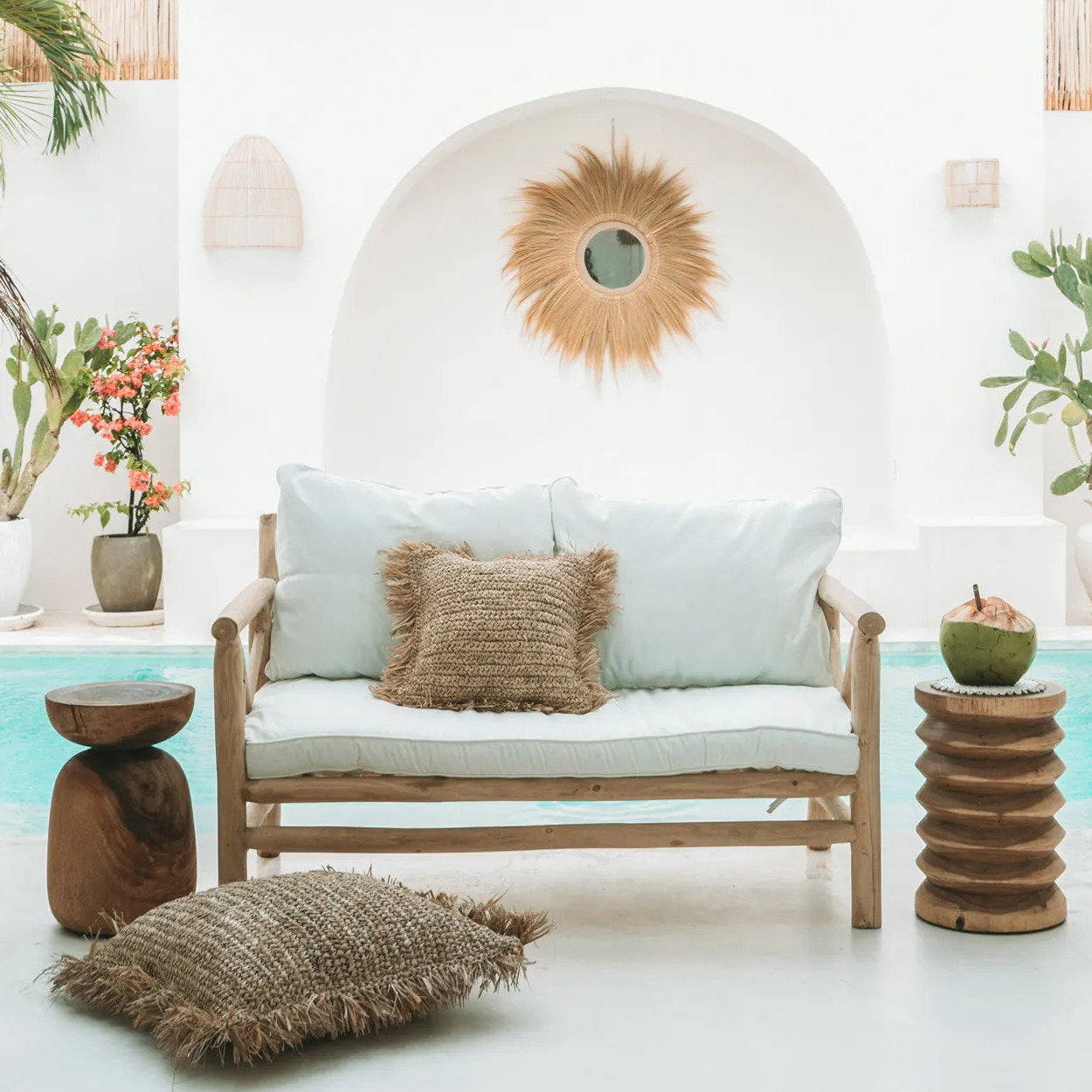 The Raffia Cushion Cover Square - Natural - 60x60
