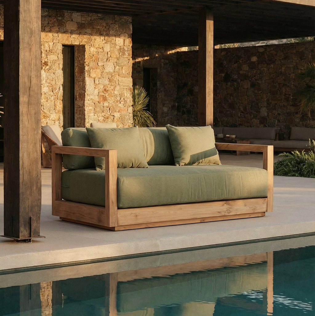 The Umalas Two Seater Sofa - Outdoor - Green Alga