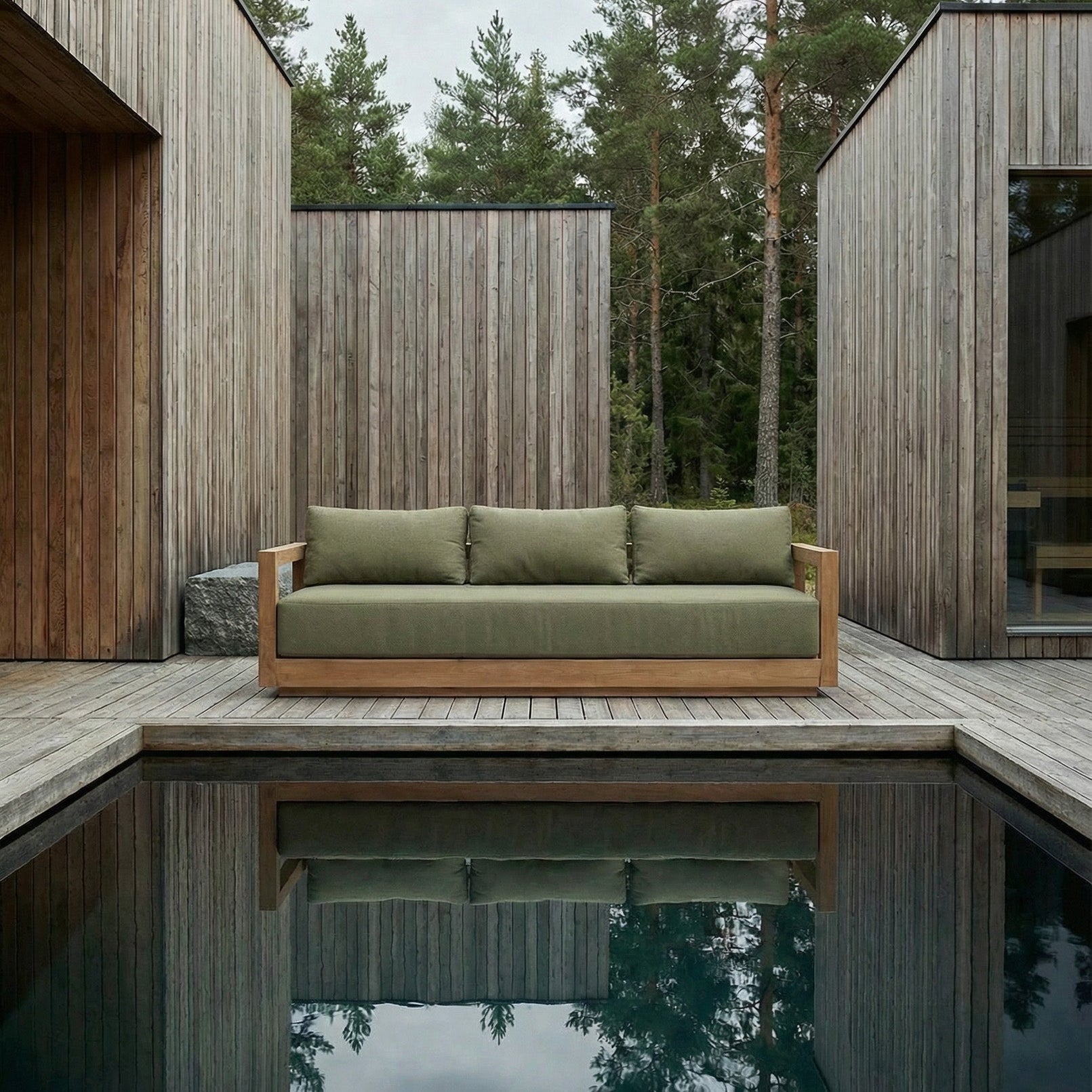 The Umalas Three Seater Sofa - Outdoor - Green Alga