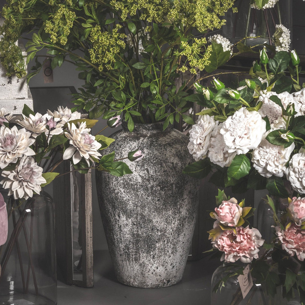 Aged Stone Tall Earthenware Vase