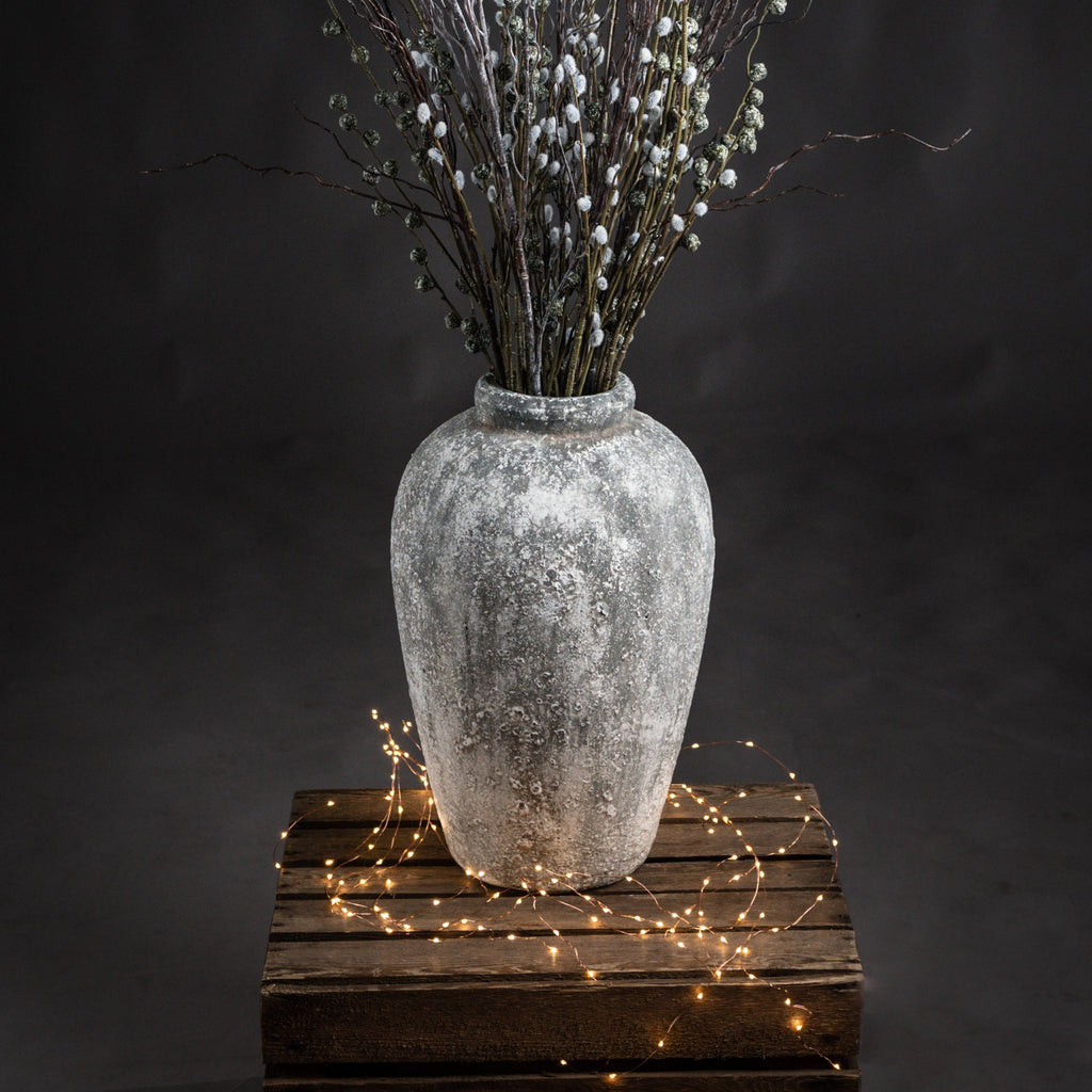 Aged Stone Tall Earthenware Vase