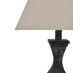 Incia Fluted Wooden Table Lamp with Linen Shade