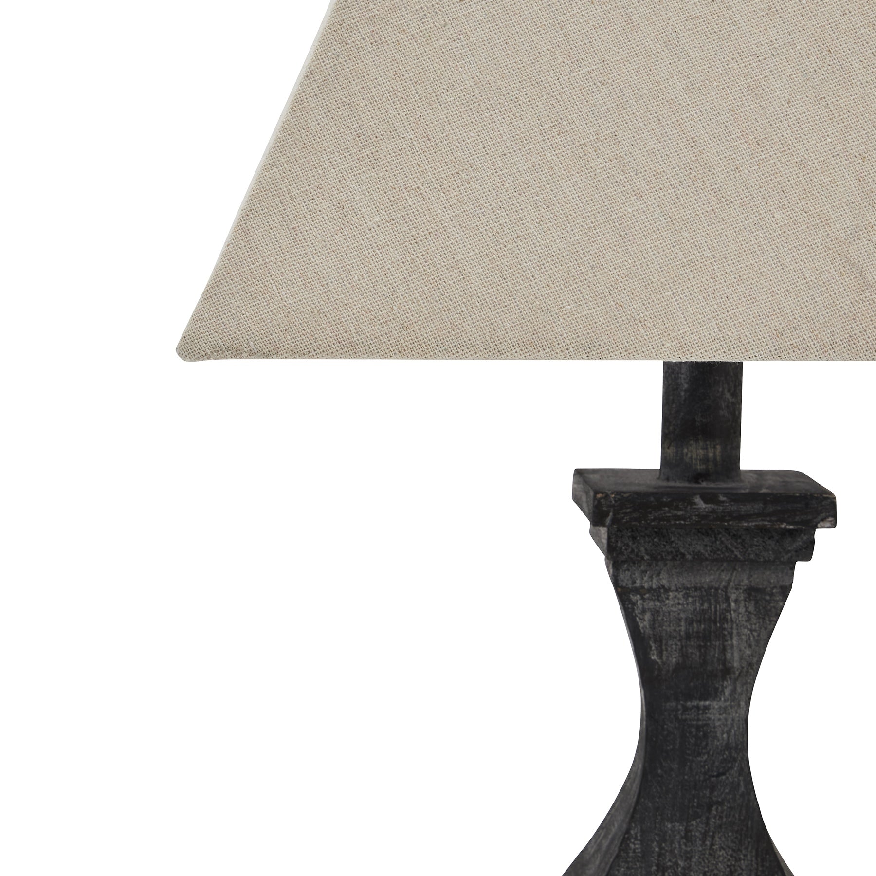 Incia Fluted Wooden Table Lamp with Linen Shade