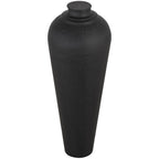 Noctis Matt Black Hammered Steel Floor Vase