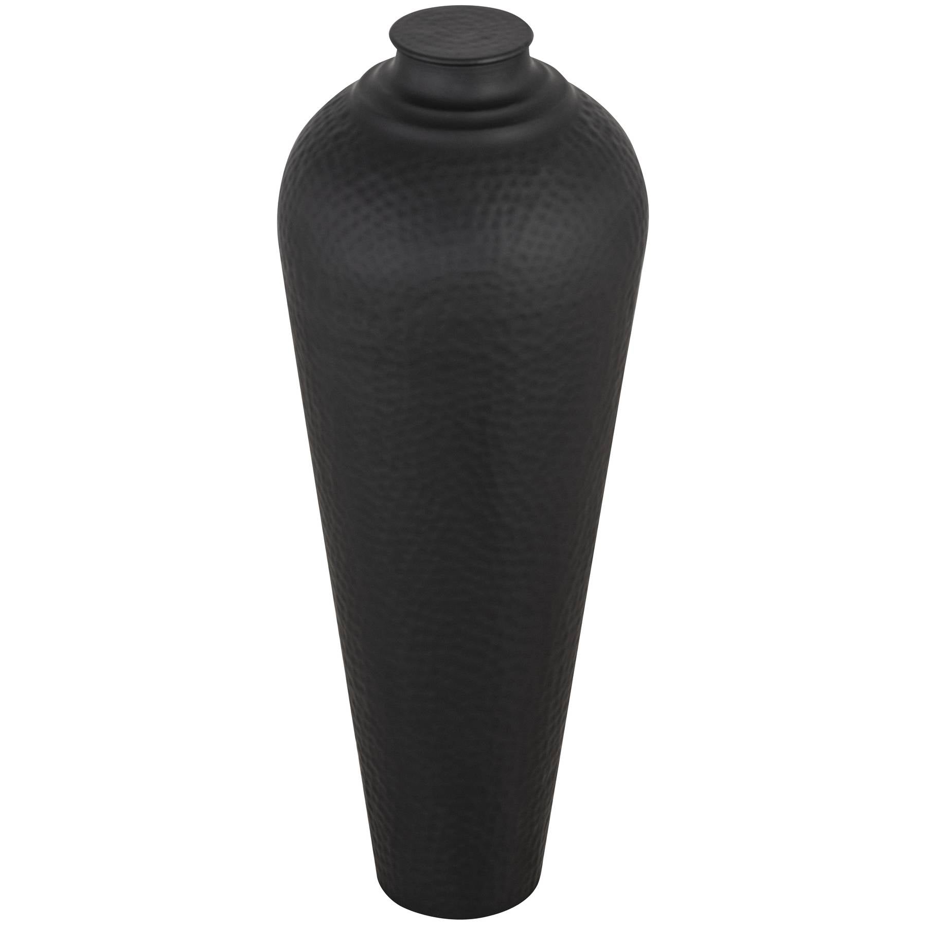 Noctis Matt Black Hammered Steel Floor Vase
