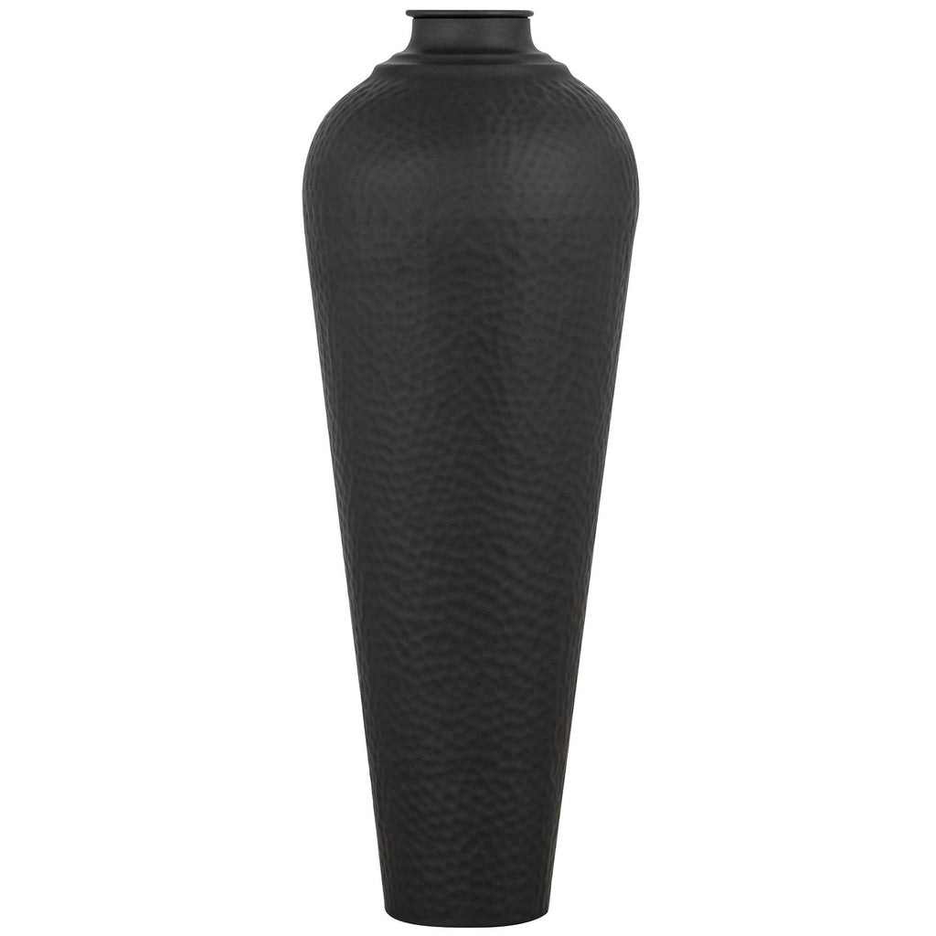 Noctis Matt Black Hammered Steel Floor Vase