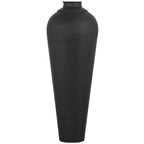 Noctis Matt Black Hammered Steel Floor Vase