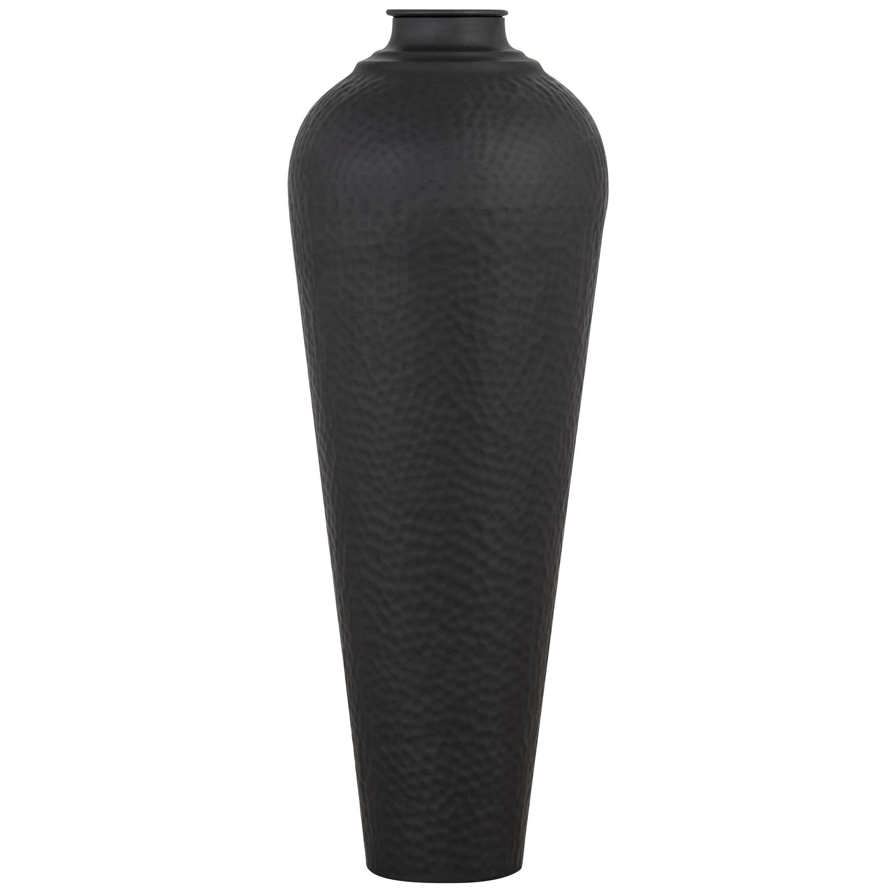 Noctis Matt Black Hammered Steel Floor Vase
