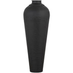 Noctis Matt Black Hammered Steel Floor Vase