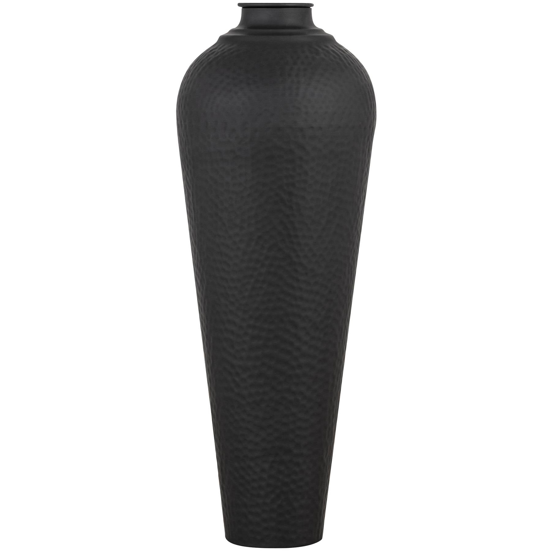 Noctis Matt Black Hammered Steel Floor Vase