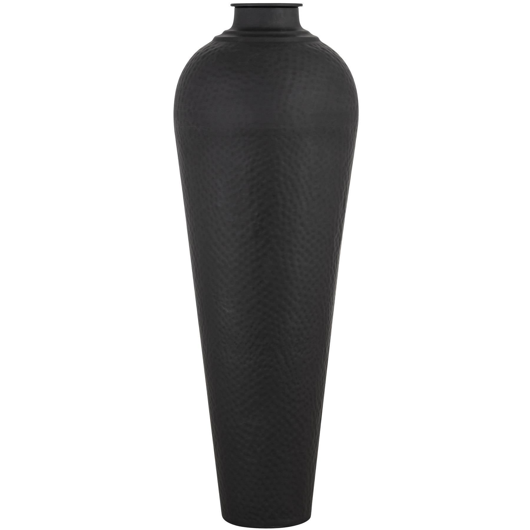 Noctis Large Matt Black Hammered Steel Floor Vase