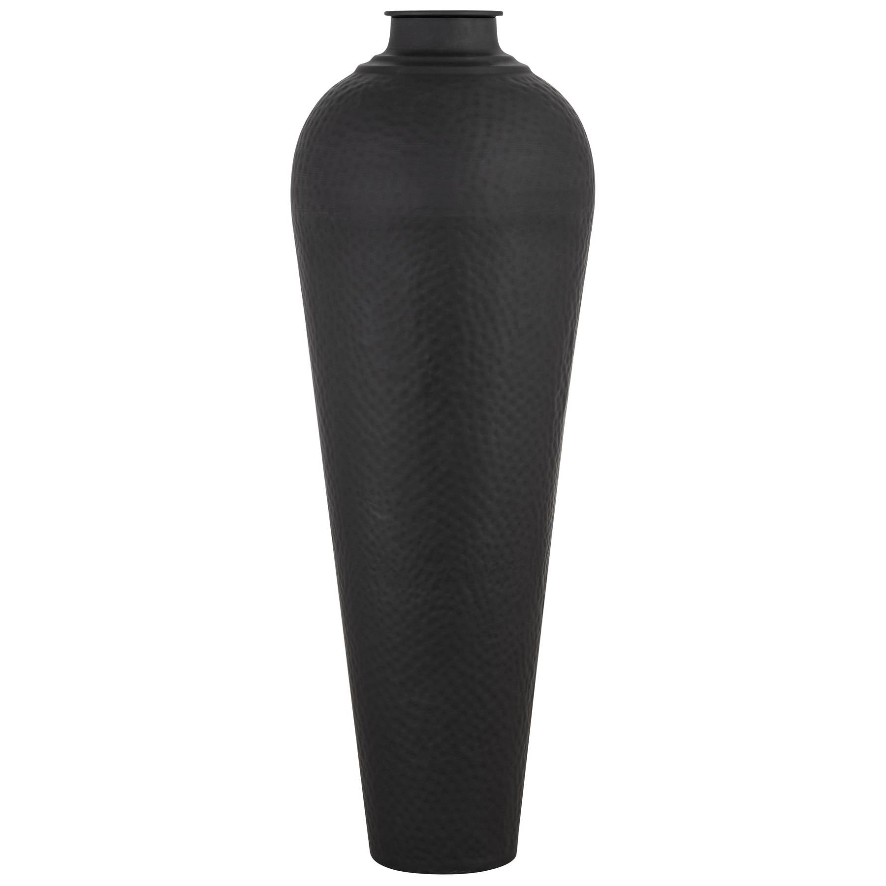 Noctis Large Matt Black Hammered Steel Floor Vase