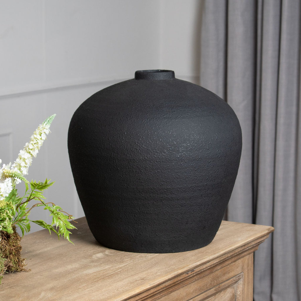 Aurelio Matt Black Ceramic Vase