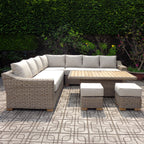 Capri Collection Outdoor Large Corner Set with Riser Table & Stools
