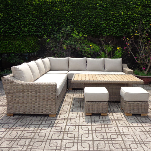 Capri Collection Outdoor Large Corner Set with Riser Table & Stools