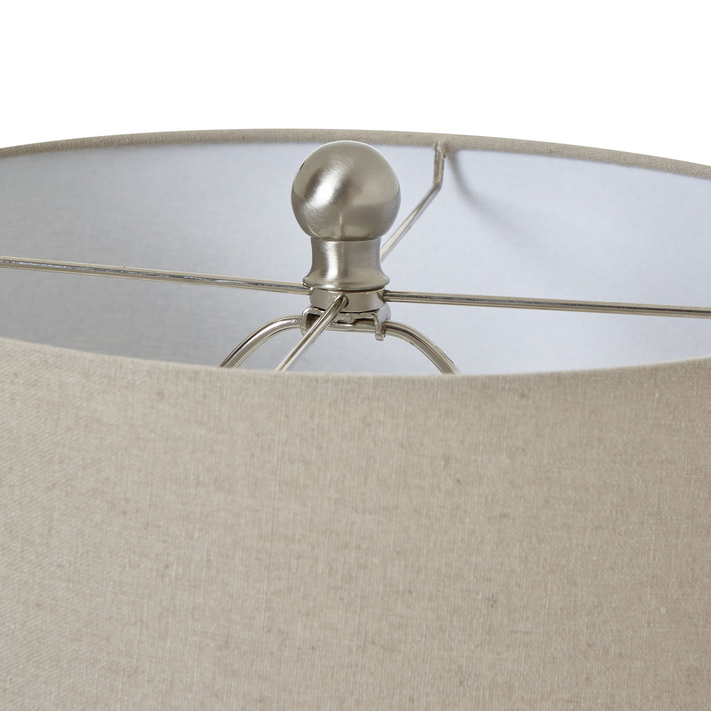 White Ceramic Ginger Jar Table Lamp with Linen Shade