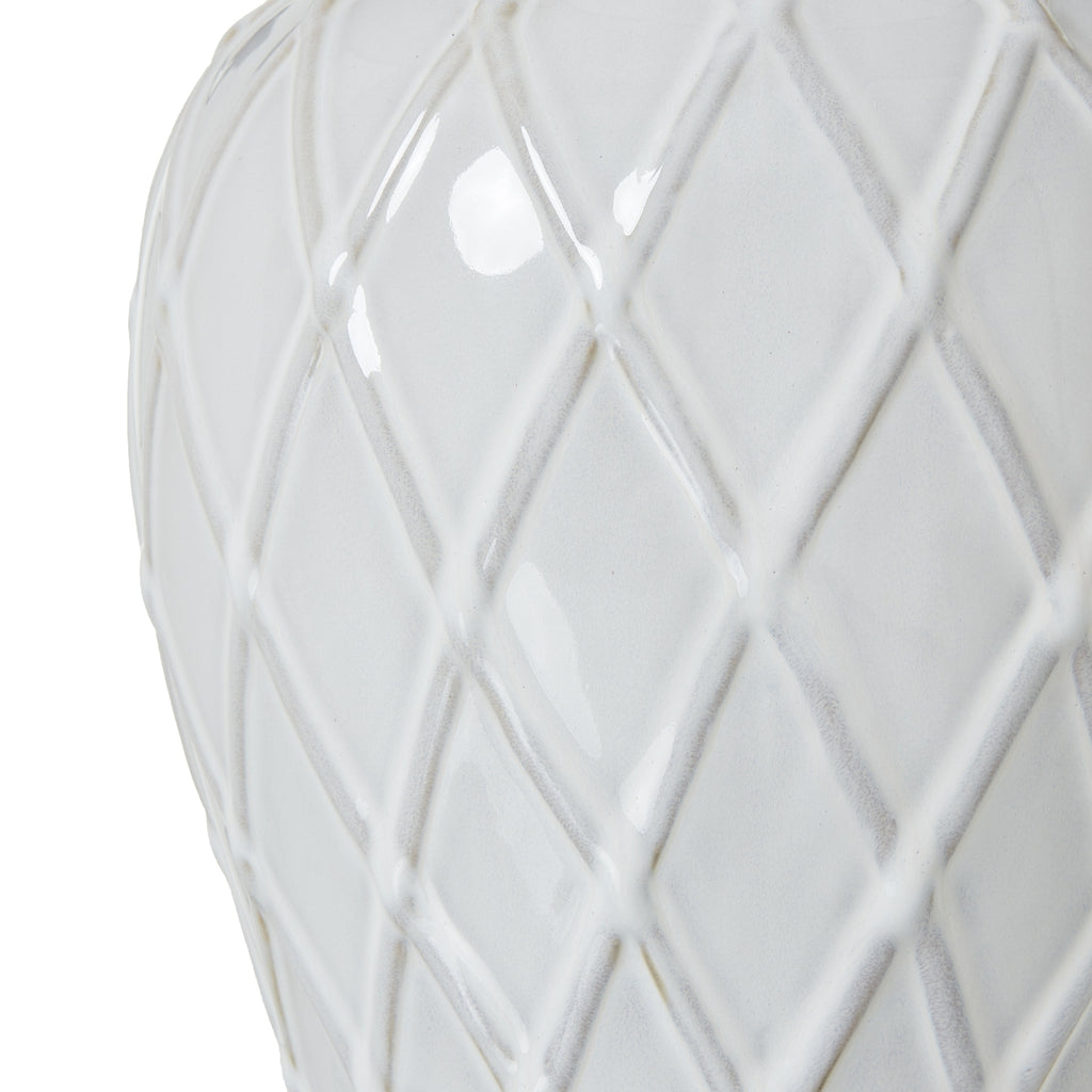 White Ceramic Ginger Jar Table Lamp with Linen Shade