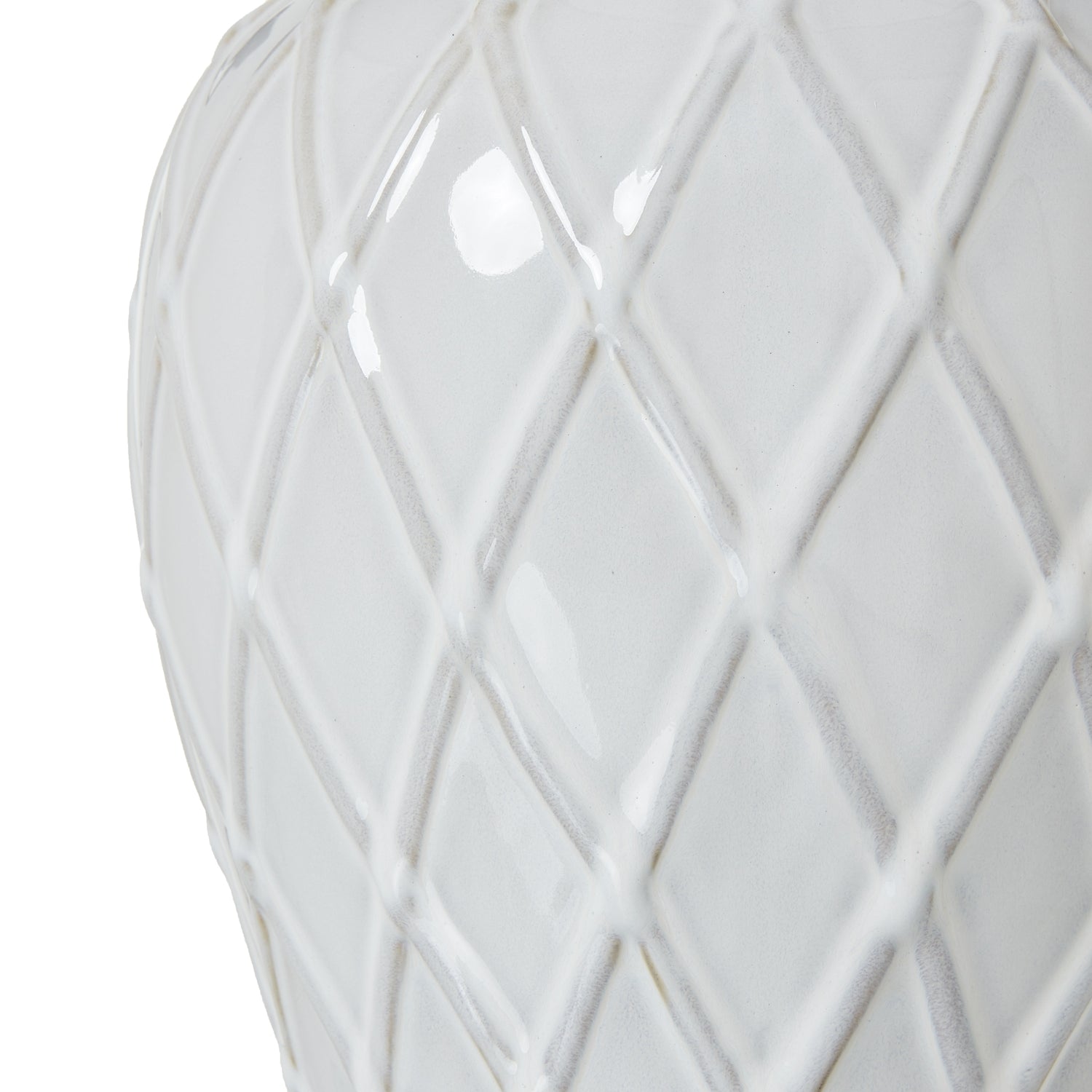 White Ceramic Ginger Jar Table Lamp with Linen Shade