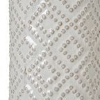 White Beaded Ceramic Table Lamp with Linen Shade