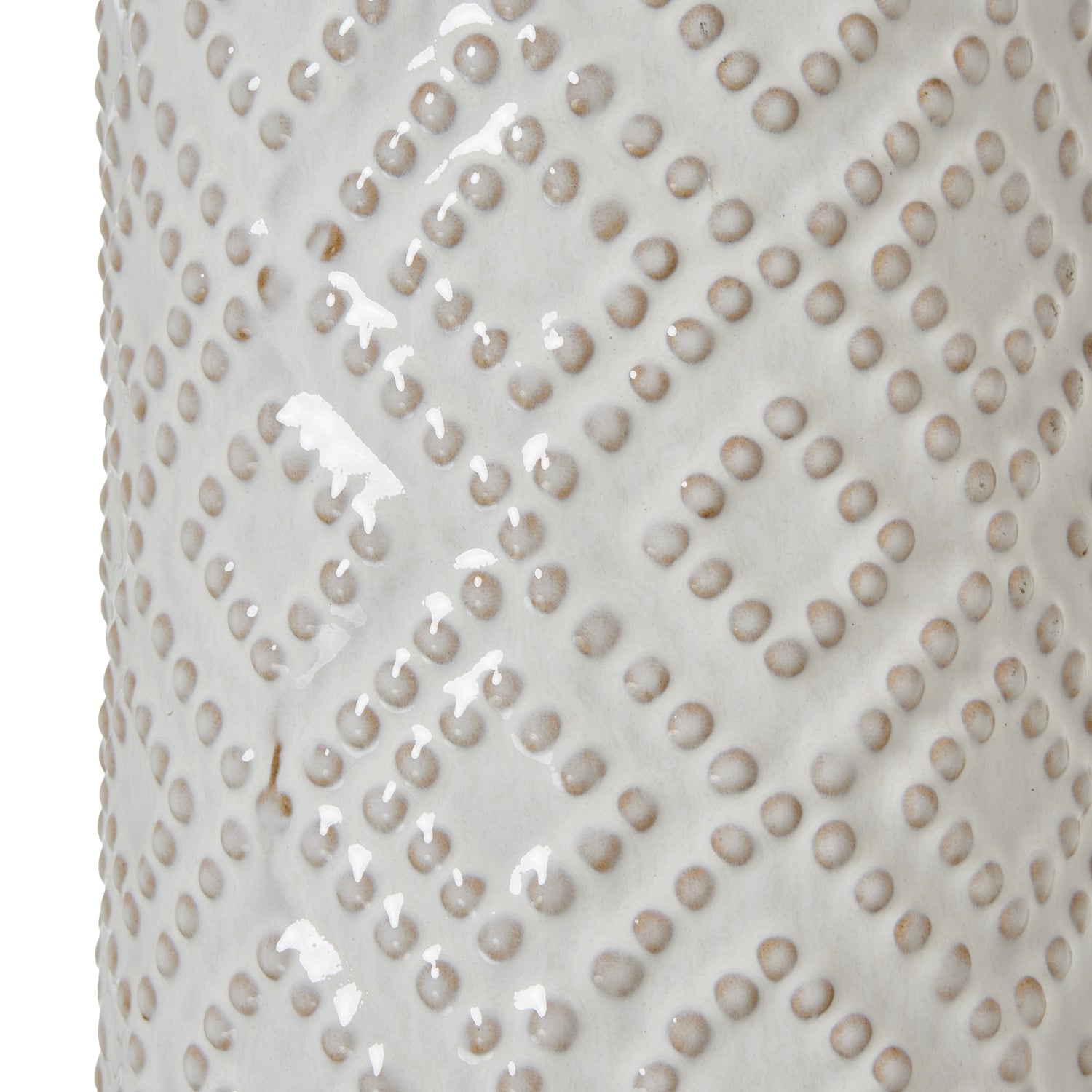 White Beaded Ceramic Table Lamp with Linen Shade