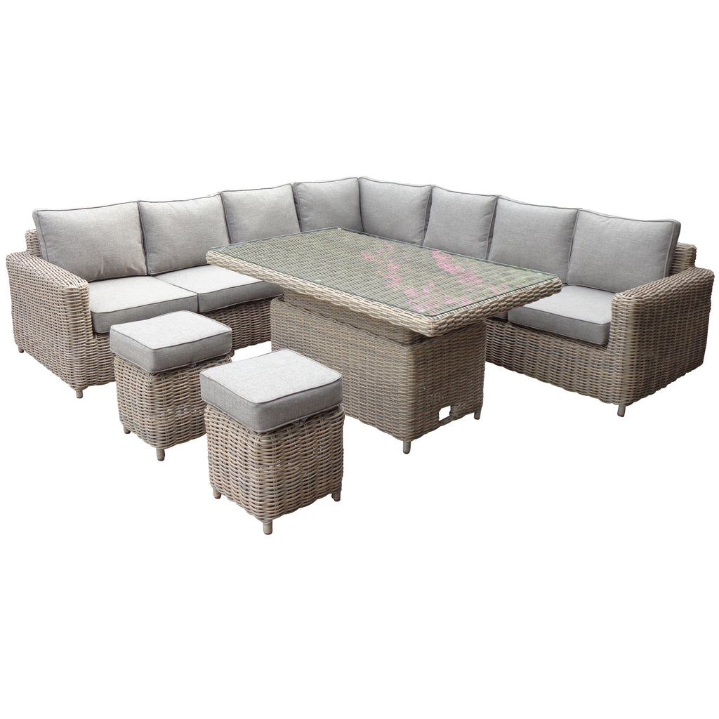 Amalfi Collection Outdoor Large Corner Set with Riser Table & Stools