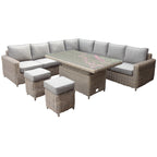 Amalfi Collection Outdoor Large Corner Set with Riser Table & Stools