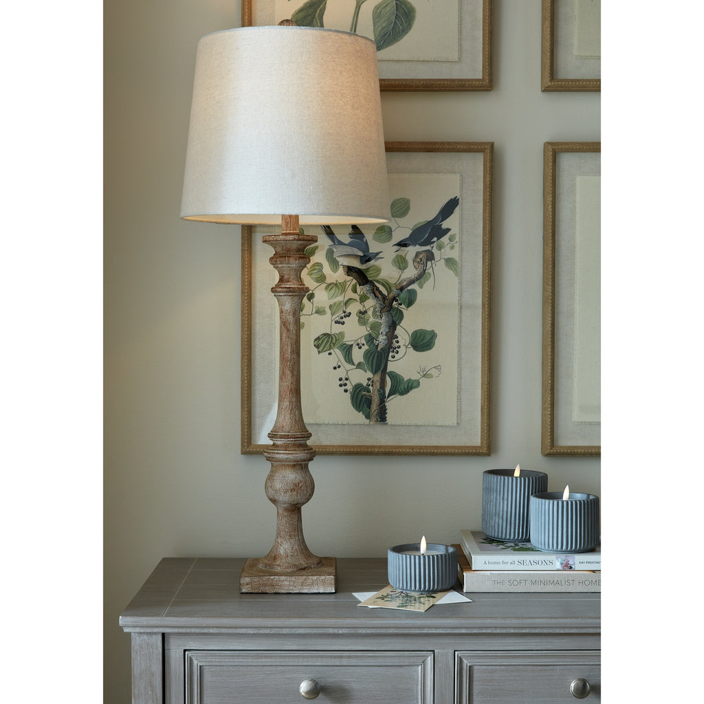 Pallido Candlestick Table Lamp With Linen Shade