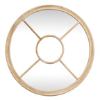 Washed Wood Round Window Mirror