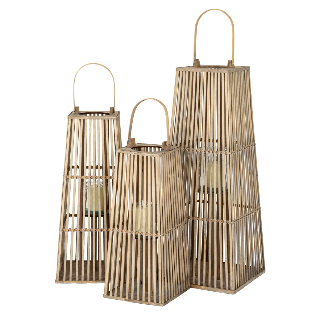 Large Silo Wicker Lantern With Glass Holder