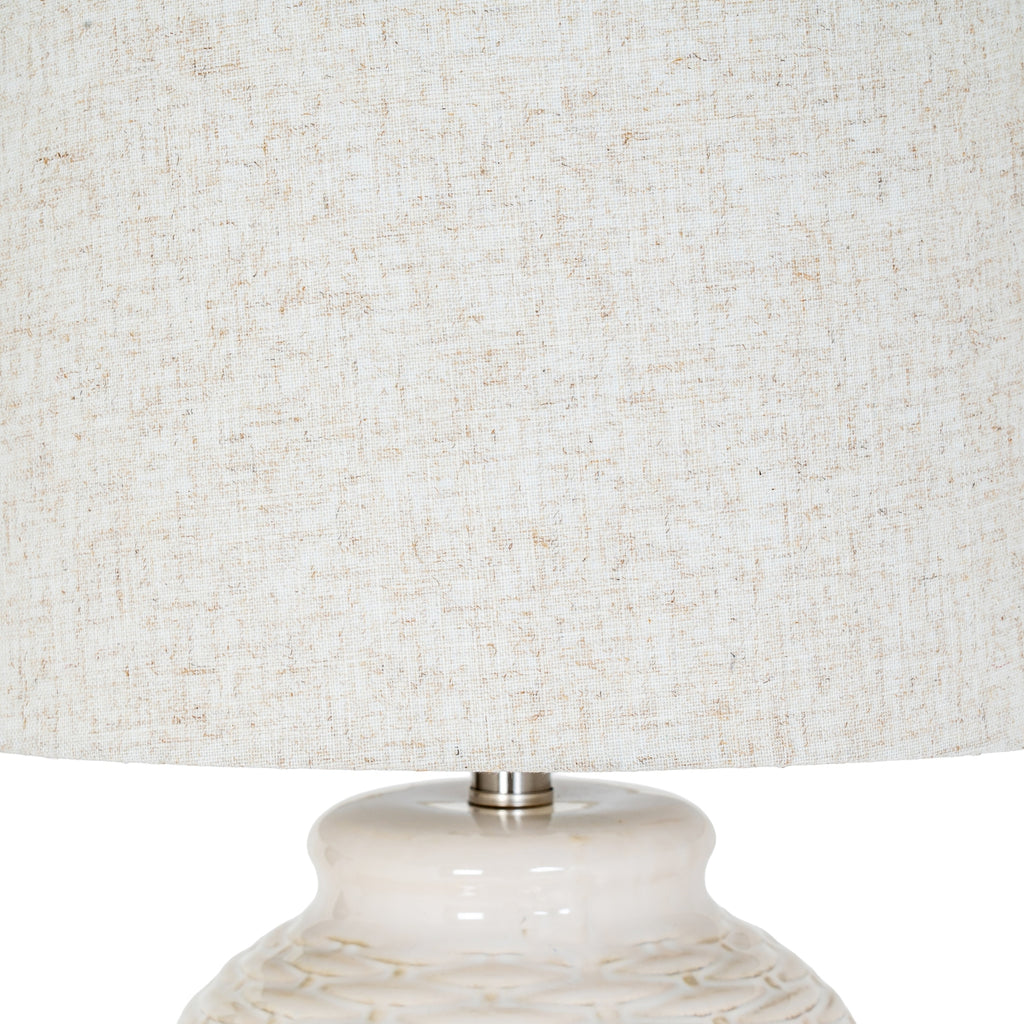 Basketweave Ceramic Table Lamp With Linen Shade
