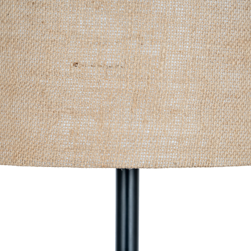 Black Cannon Table Lamp with Hessian Shade