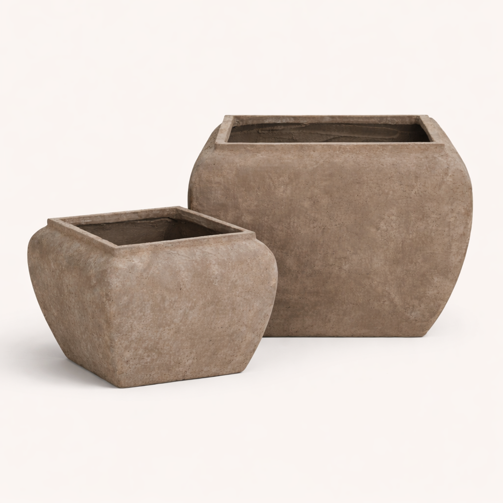 Cortena Square Drum Set Of 2 Planters