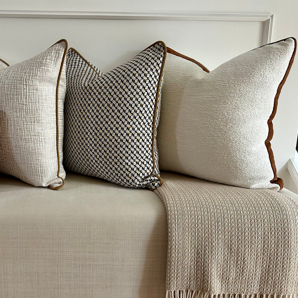 Ivara Cushion with Amber Piping