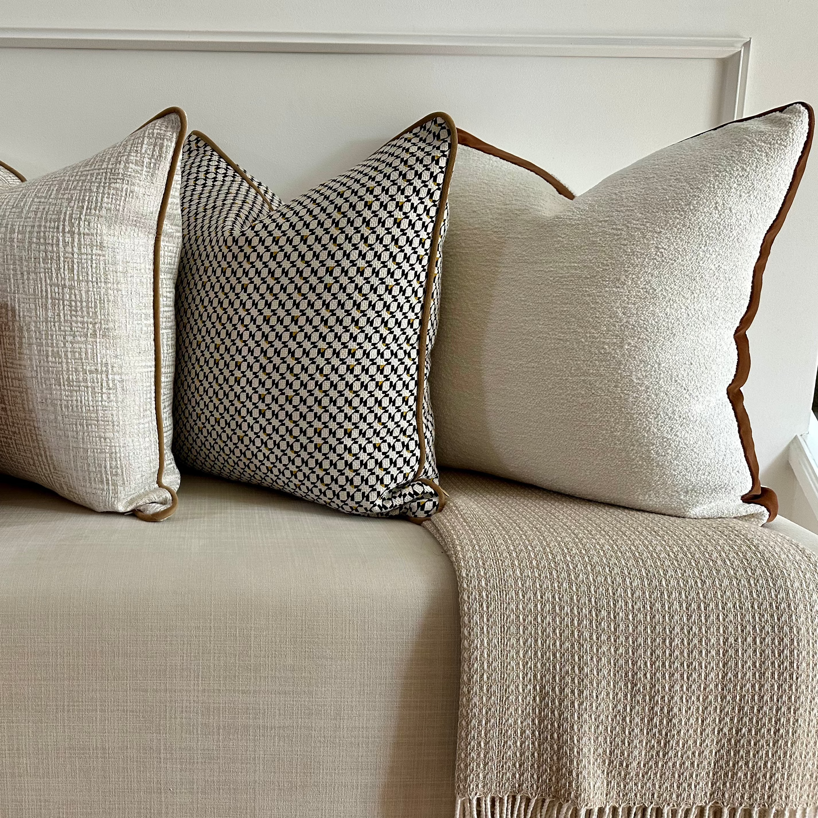 Ivara Cushion with Amber Piping