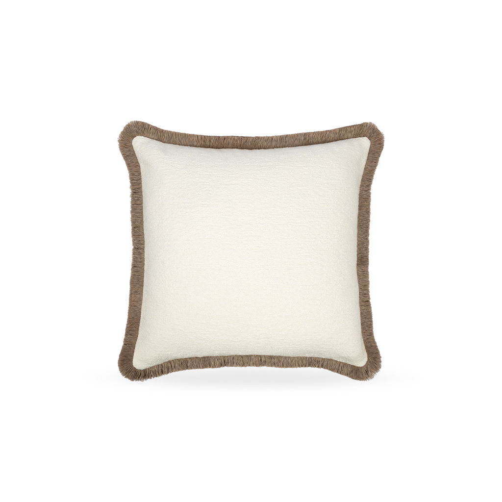 Mirela Bouclé Cushion with Mushroom Fringe