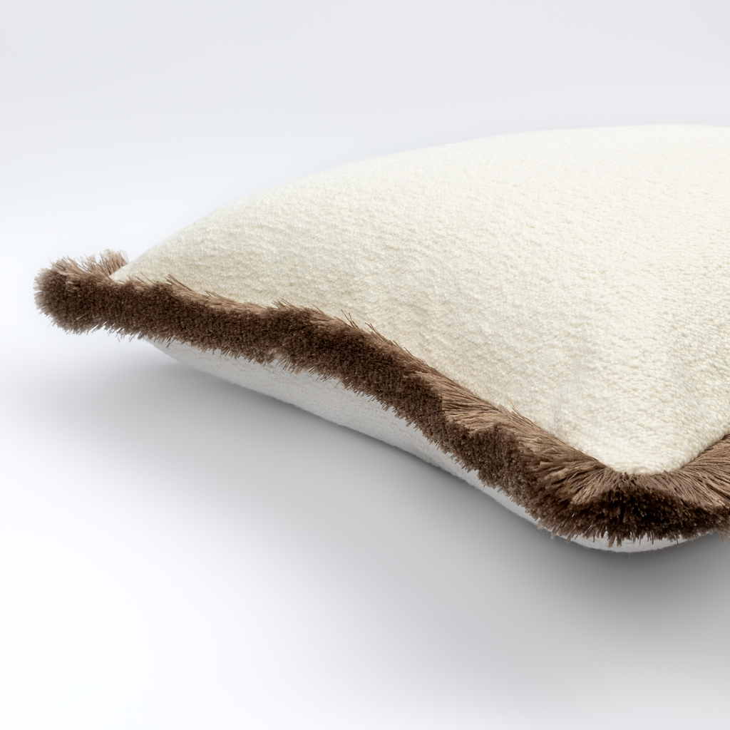 Mirela Bouclé Cushion with Mushroom Fringe