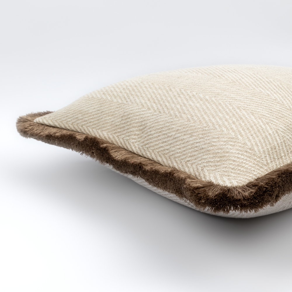 Caspian Cushion with Mushroom Fringe