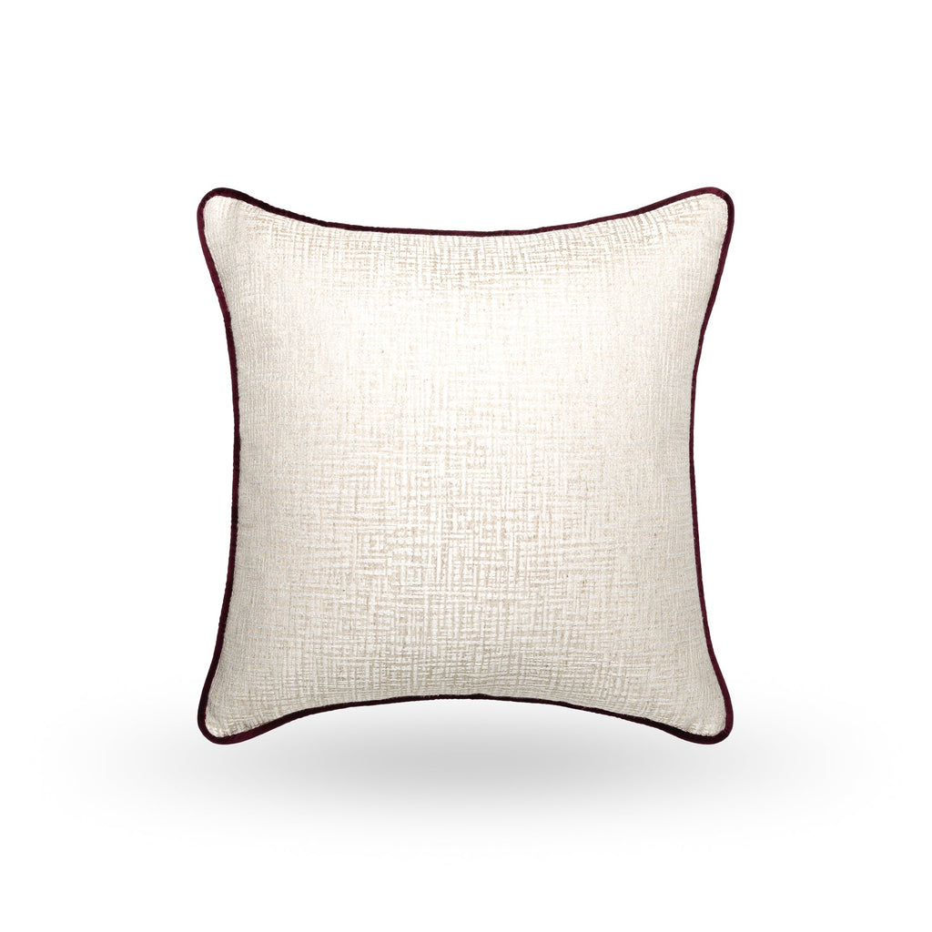 Elara Cushion with Plum Piping