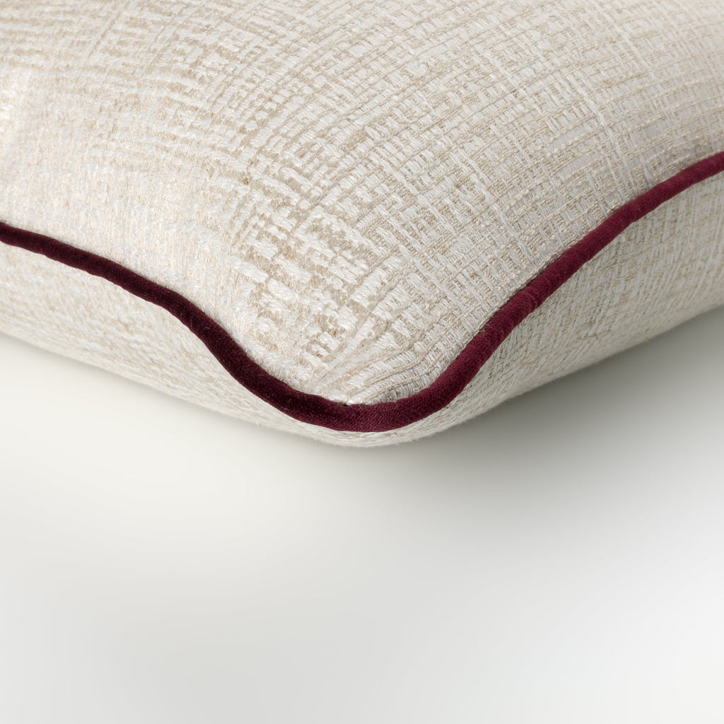 Elara Cushion with Plum Piping