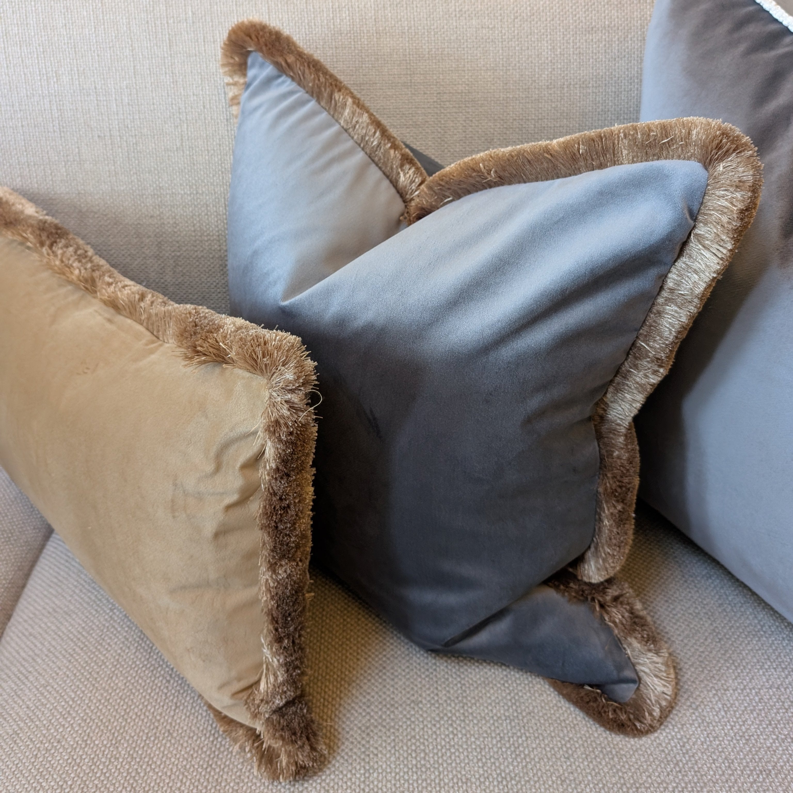Liora Cushion with Gold Fringe