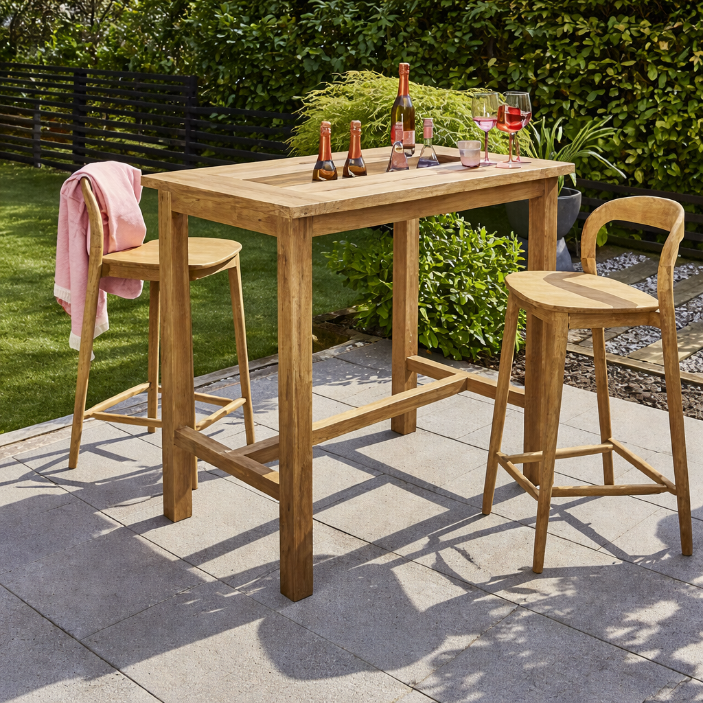 Lowell Teak Bar Table with chiller