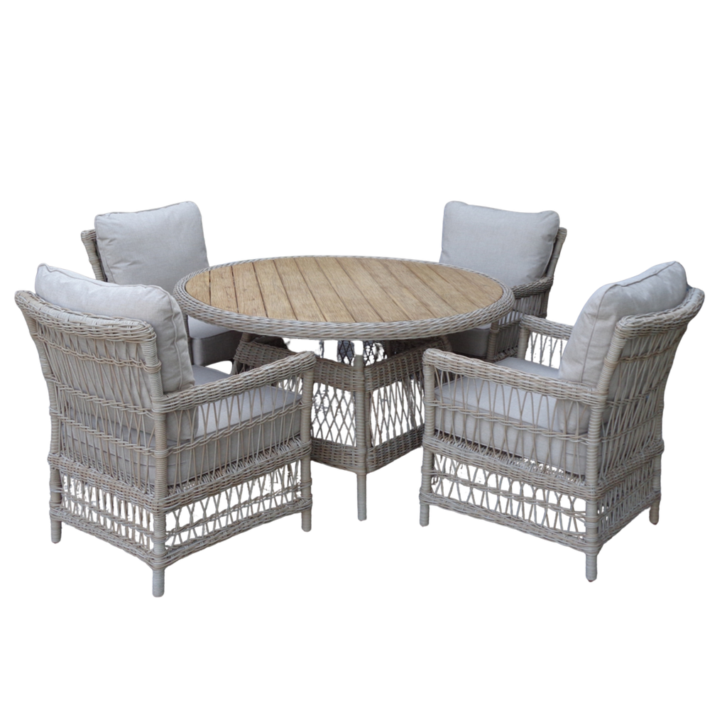Provence Collection Outdoor 4 Seater Round Dining Set